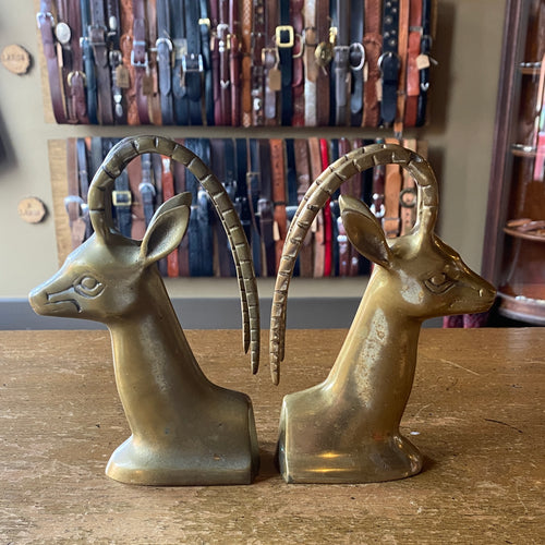 Brass Antelope Bookends - (Mid)Western Second Hand