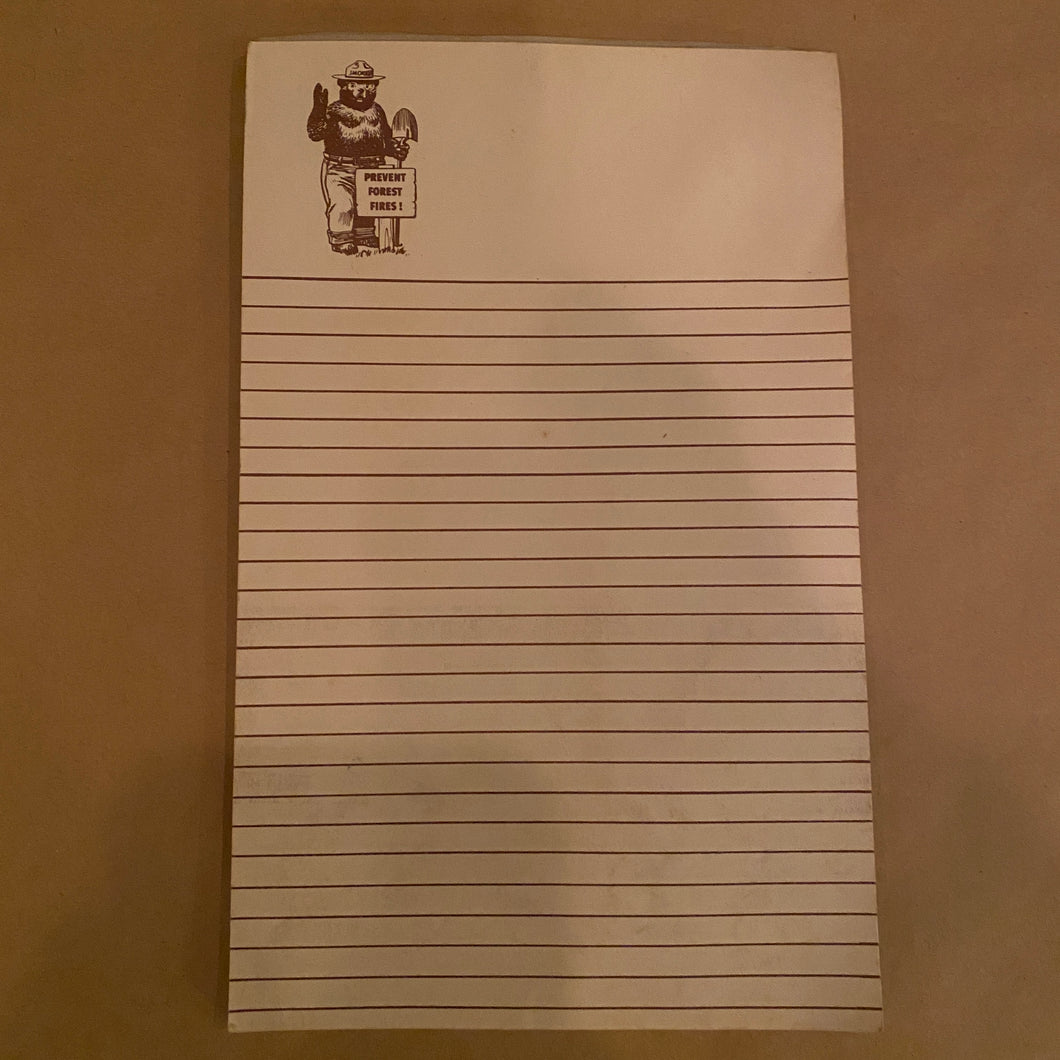 Smokey The Bear Notepad - Western Second Hand