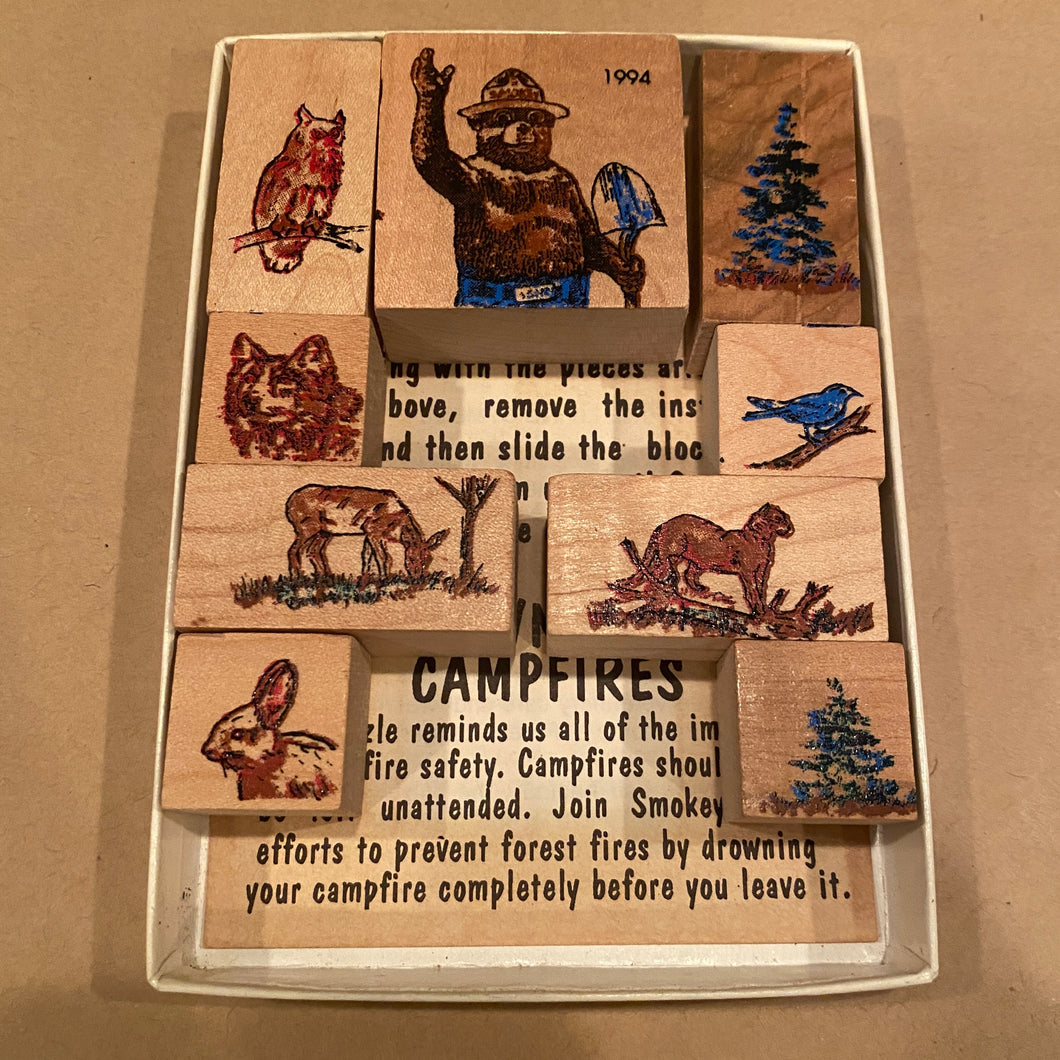 Smokey The Bear Wooden Block Puzzle - Western Second Hand
